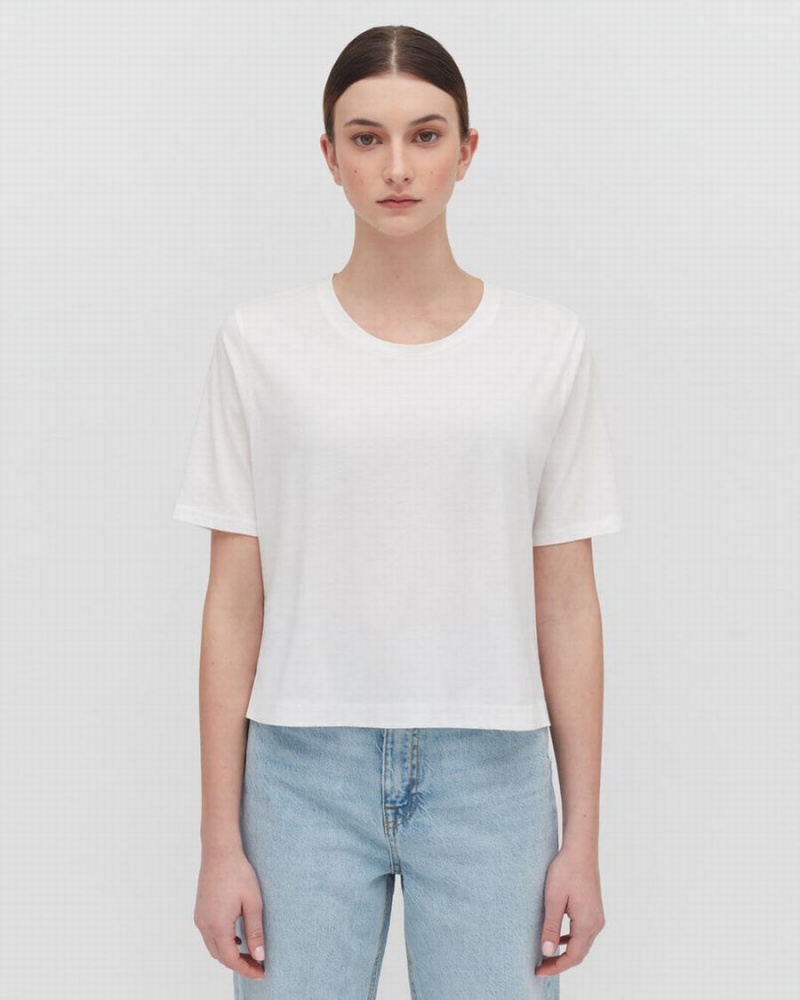 Camiseta Cuyana Pima Cropped Tee Mujer Blancas | AWG9267UM