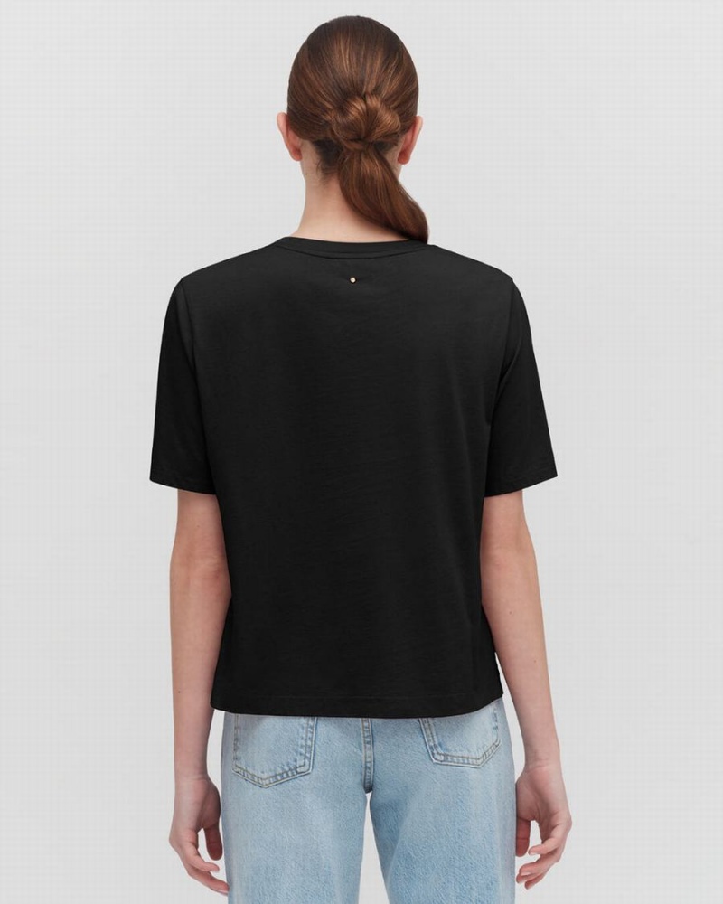 Camiseta Cuyana Pima Cropped Tee Mujer Negras | GRR6647BB