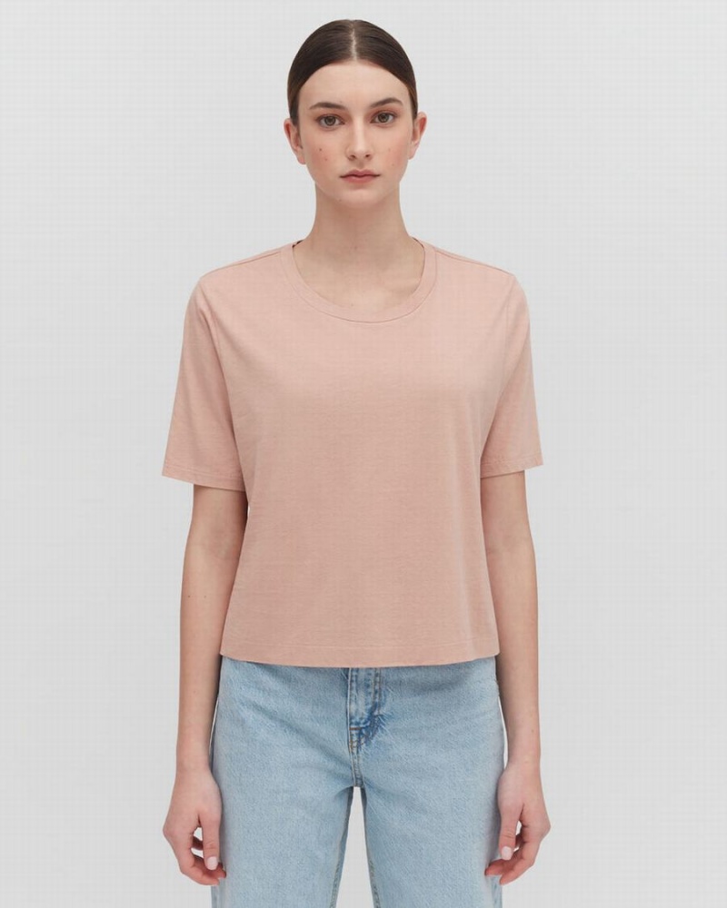 Camiseta Cuyana Pima Cropped Tee Mujer Rosas | PAW7162BM