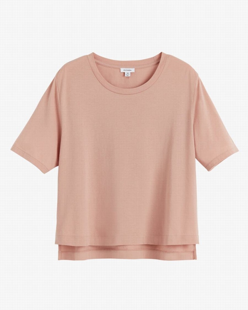 Camiseta Cuyana Pima Cropped Tee Mujer Rosas | PAW7162BM