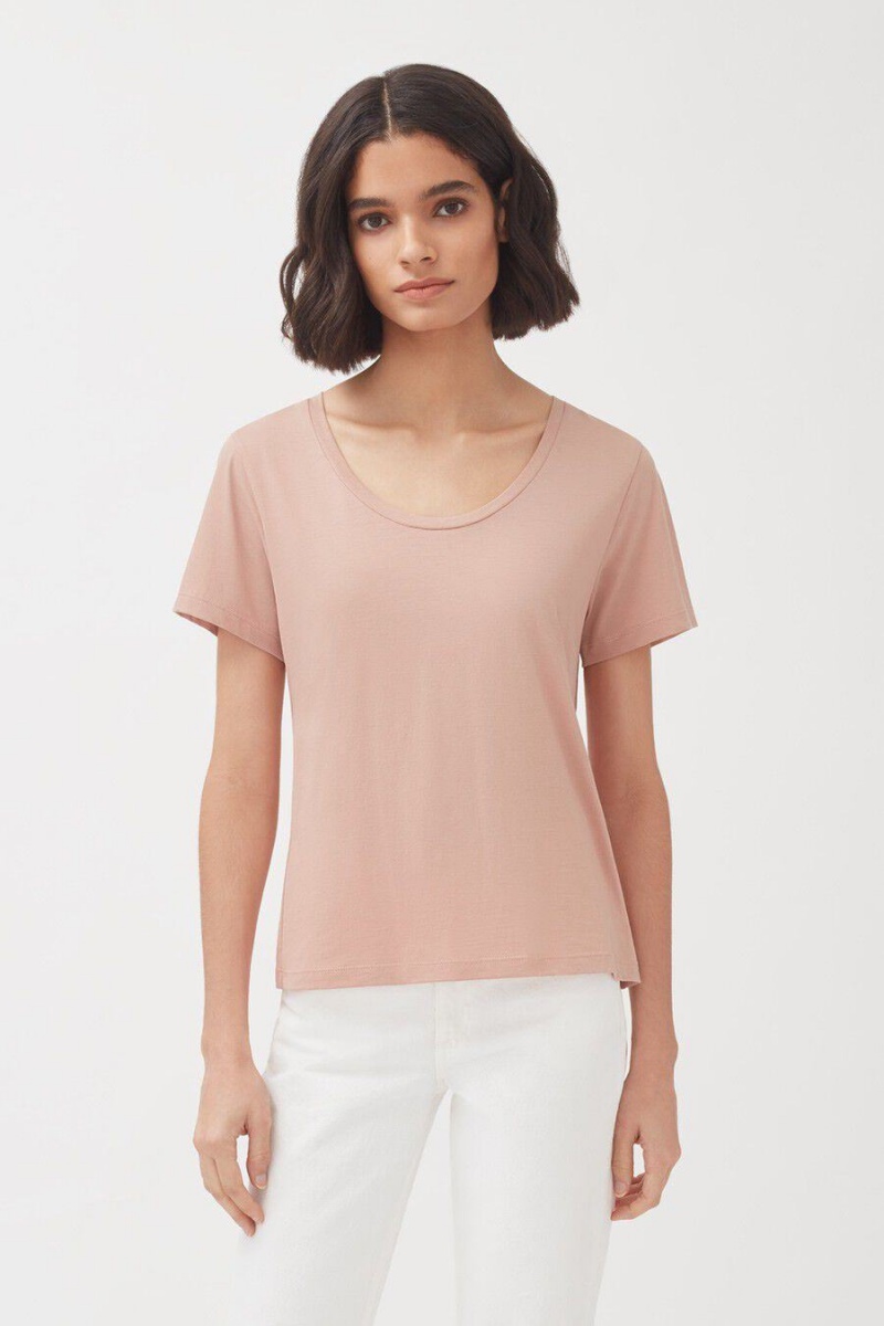 Camiseta Cuyana Pima Scoop Neck Tee Mujer Rosas | TWJ7482OZ