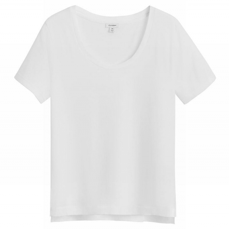 Camiseta Cuyana Pima Scoop Neck Tee Mujer Blancas | RKV8088VZ