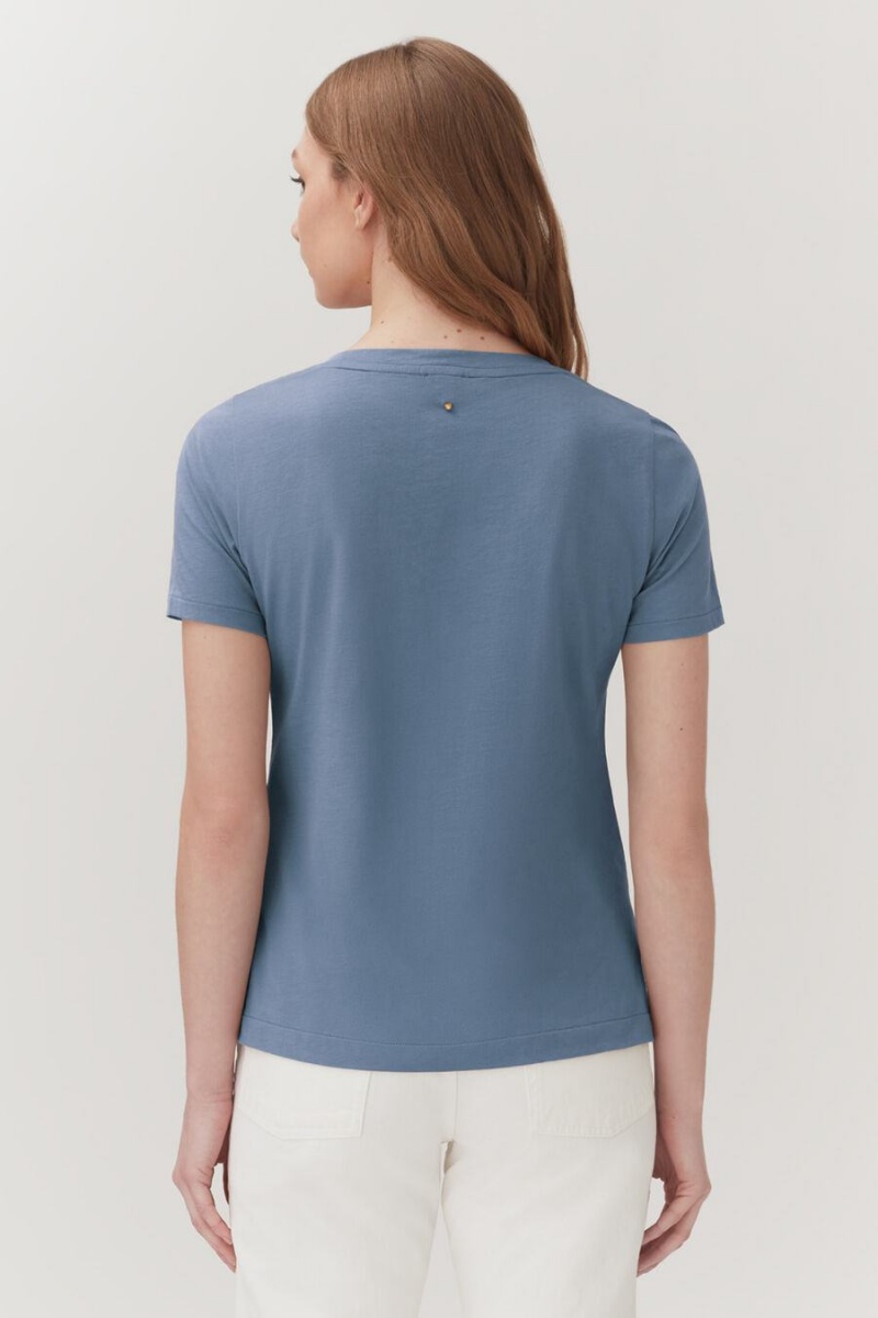 Camiseta Cuyana Pima V-Neck Tee Mujer Azules | VPM2592NM