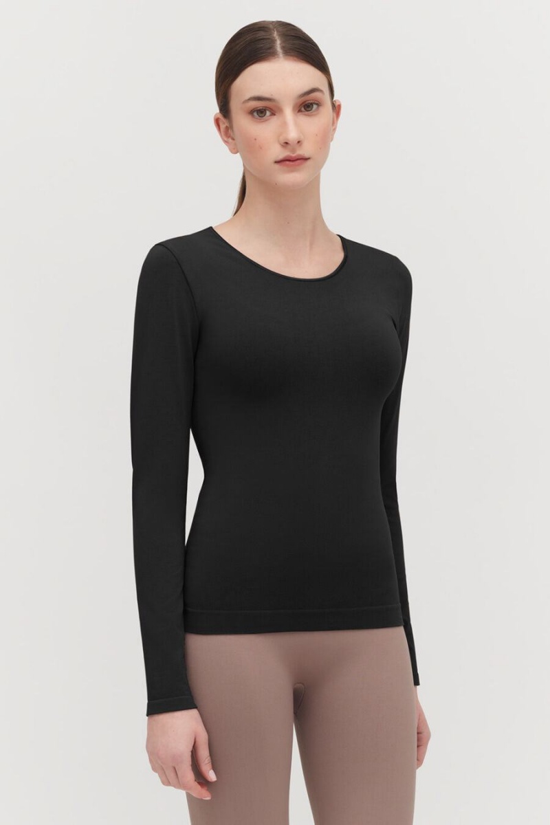 Camiseta Cuyana Stretch Long Sleeve Tee Mujer Negras | ZTB8718DK