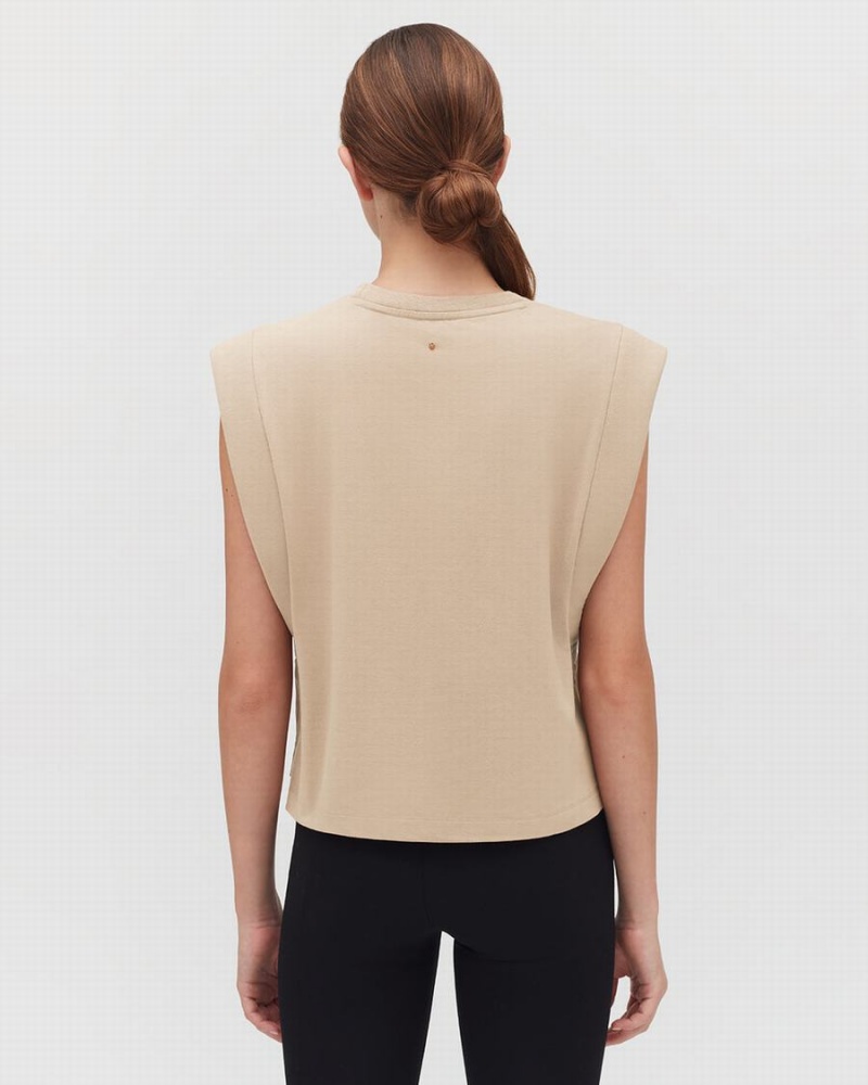 Camiseta Tirantes Cuyana Cropped Mujer Creme Blancas | VWY6935UQ