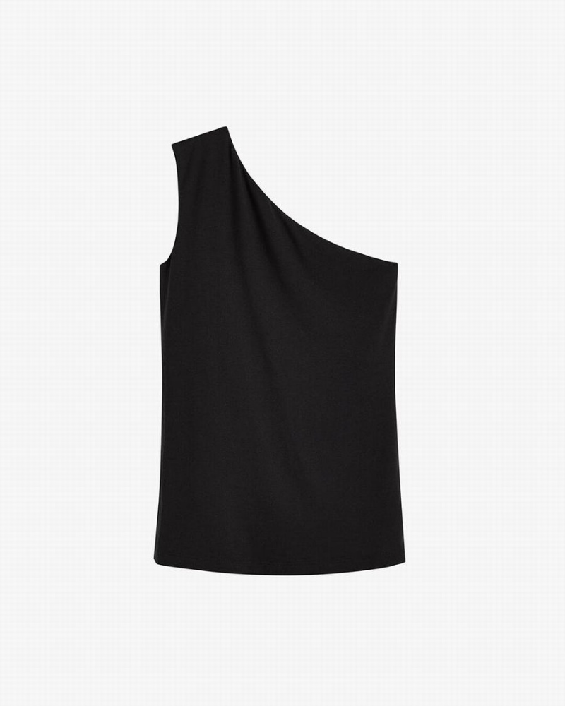 Camiseta Tirantes Cuyana One Shoulder Top Mujer Negras | VNL9539SQ