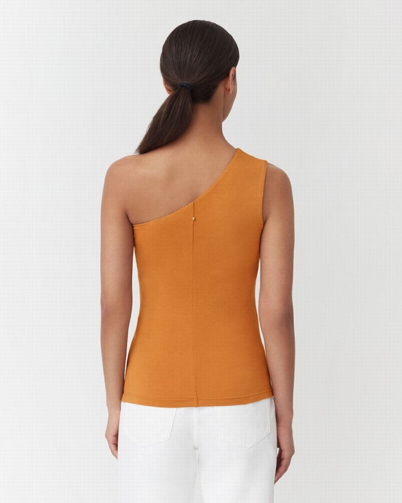 Camiseta Tirantes Cuyana One Shoulder Top Mujer Amarillo | ZIP1867FB