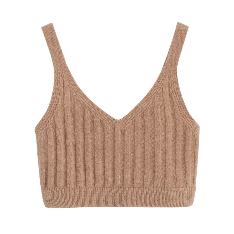 Camiseta Tirantes Cuyana Single-Origin Cashmere Bralette Mujer Marrones | UUP9139LP