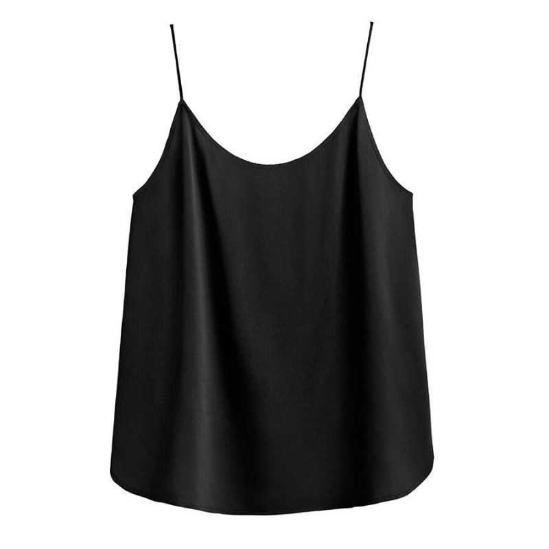 Camiseta Tirantes Cuyana Washable Charmeuse Cross-Back Cami Mujer Negras | RFA2120VX