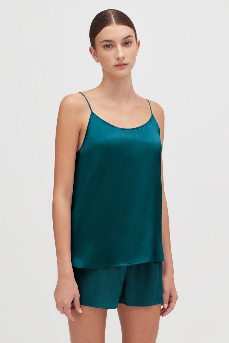 Camiseta Tirantes Cuyana Washable Charmeuse Cross-Back Cami Mujer Azules | ZVP6556KF