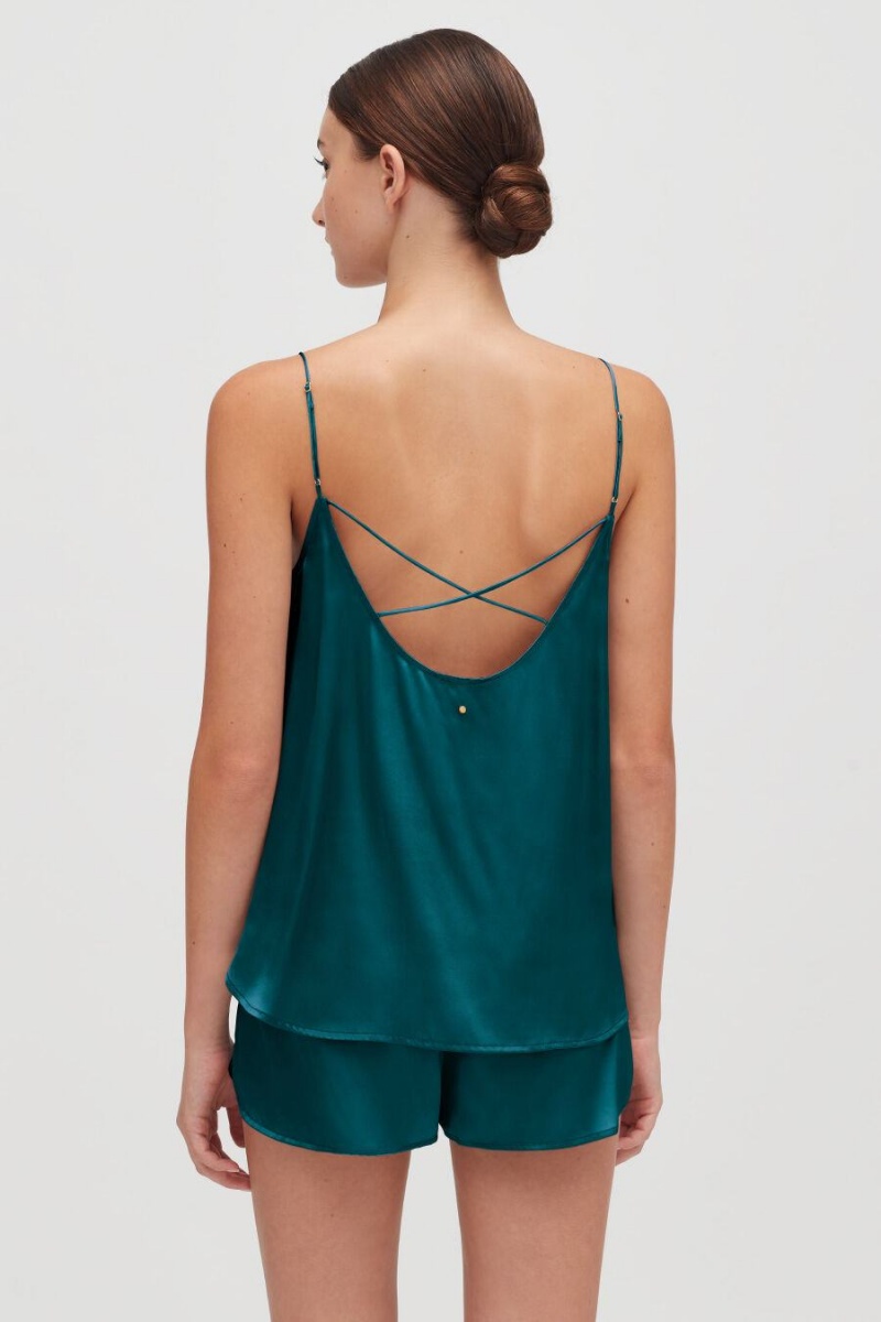 Camiseta Tirantes Cuyana Washable Charmeuse Cross-Back Cami Mujer Azules | ZVP6556KF