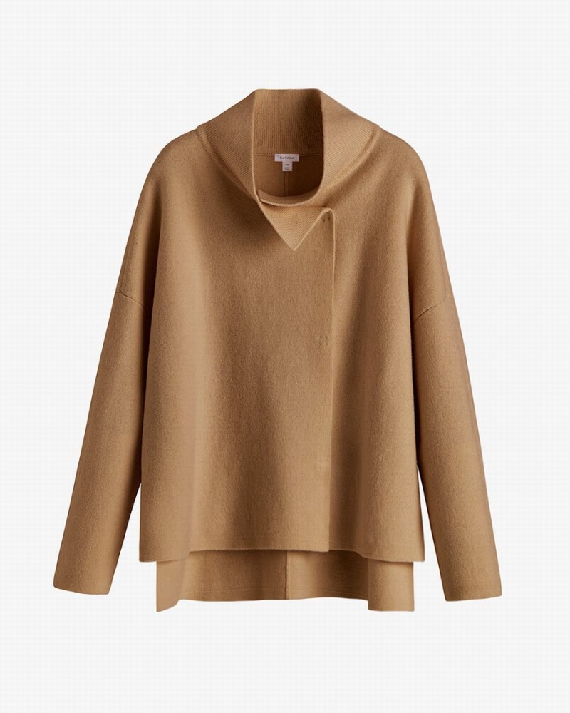 Chaquetas Cuyana Lana Cashmere Corta Mujer Marrones | KTS314SJ