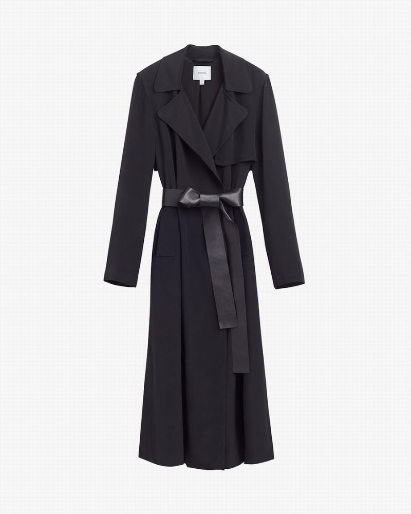 Cortavientos Cuyana Silk Classic Trench Mujer Negras | WNT2518DD