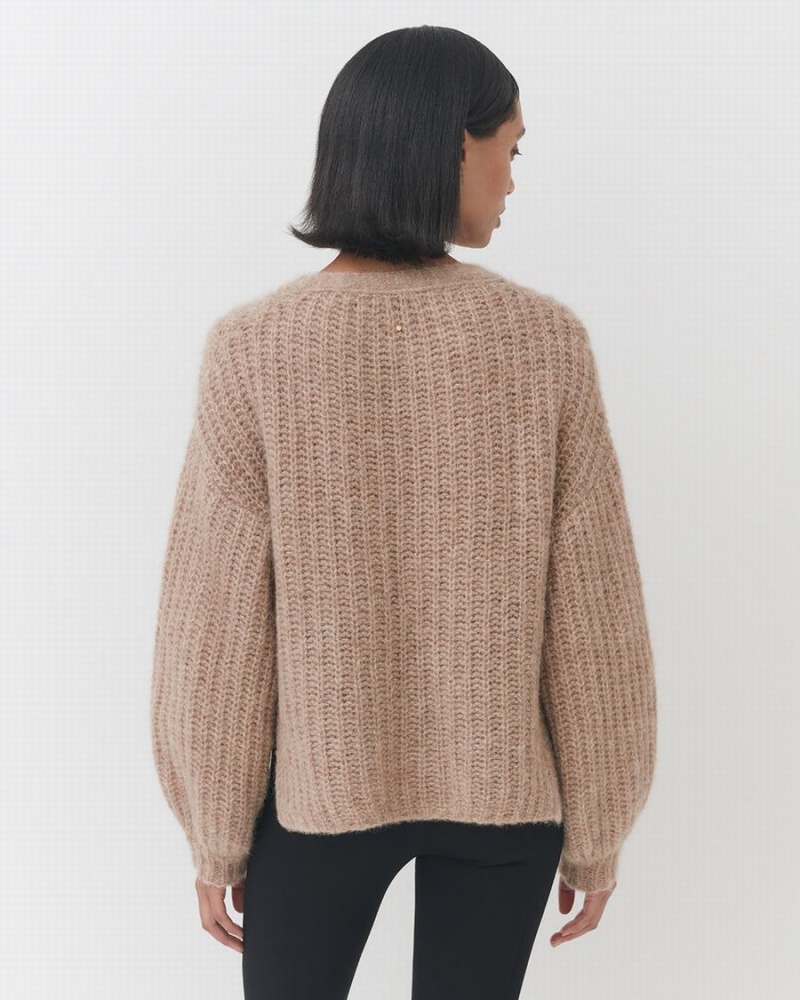 Cárdigan Cuyana Alpaca Lana Cropped Mujer Kaki | ZEM8557EG