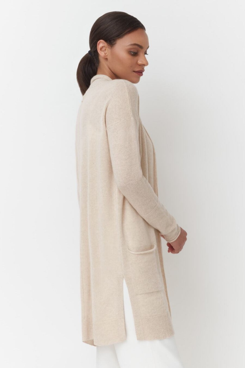 Cárdigan Cuyana Single-Origin Cashmere Long Mujer Beige | WNI1169WK