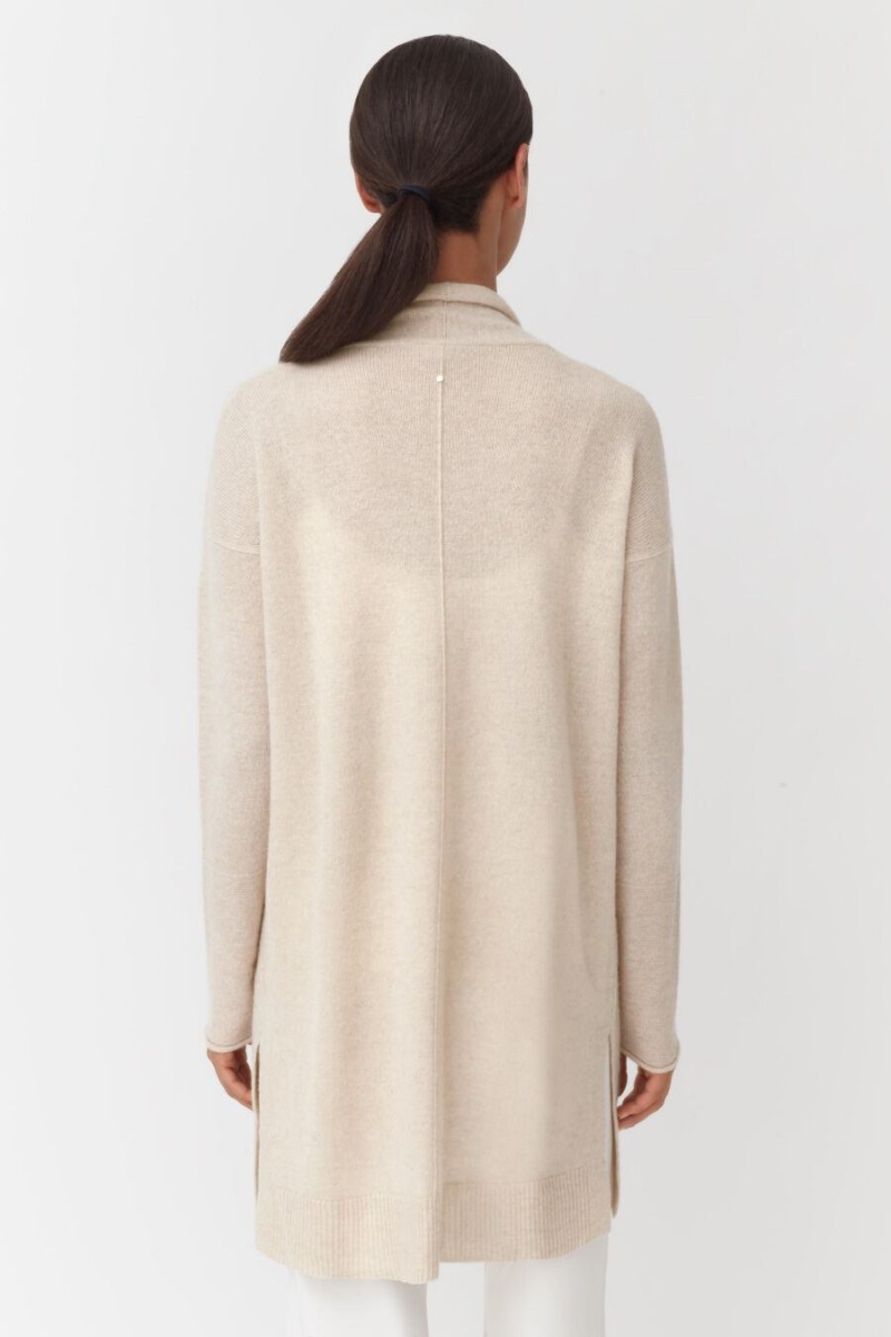 Cárdigan Cuyana Single-Origin Cashmere Long Mujer Beige | WNI1169WK