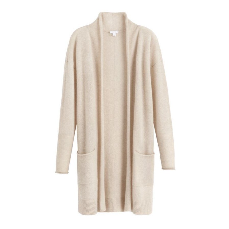 Cárdigan Cuyana Single-Origin Cashmere Long Mujer Beige | WNI1169WK