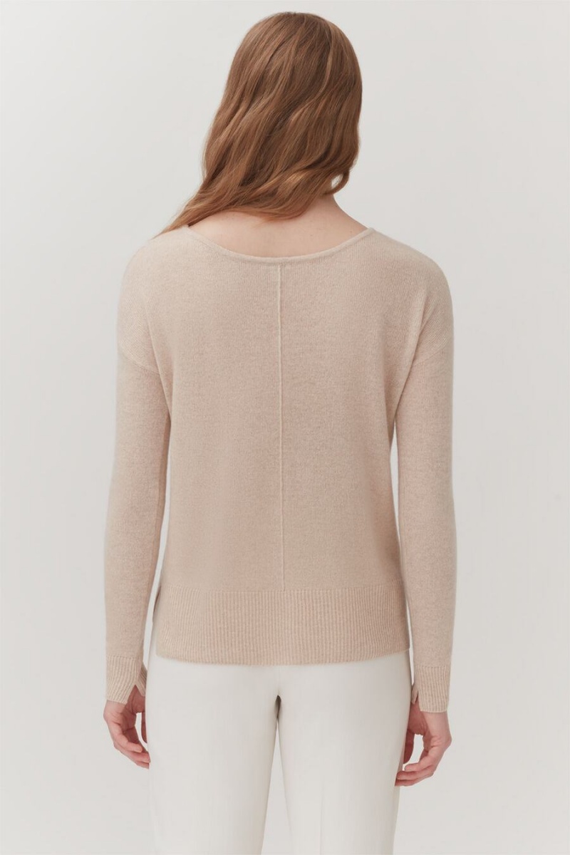 Cárdigan Cuyana Single-Origin Cashmere Mujer Beige | PPI7572SF