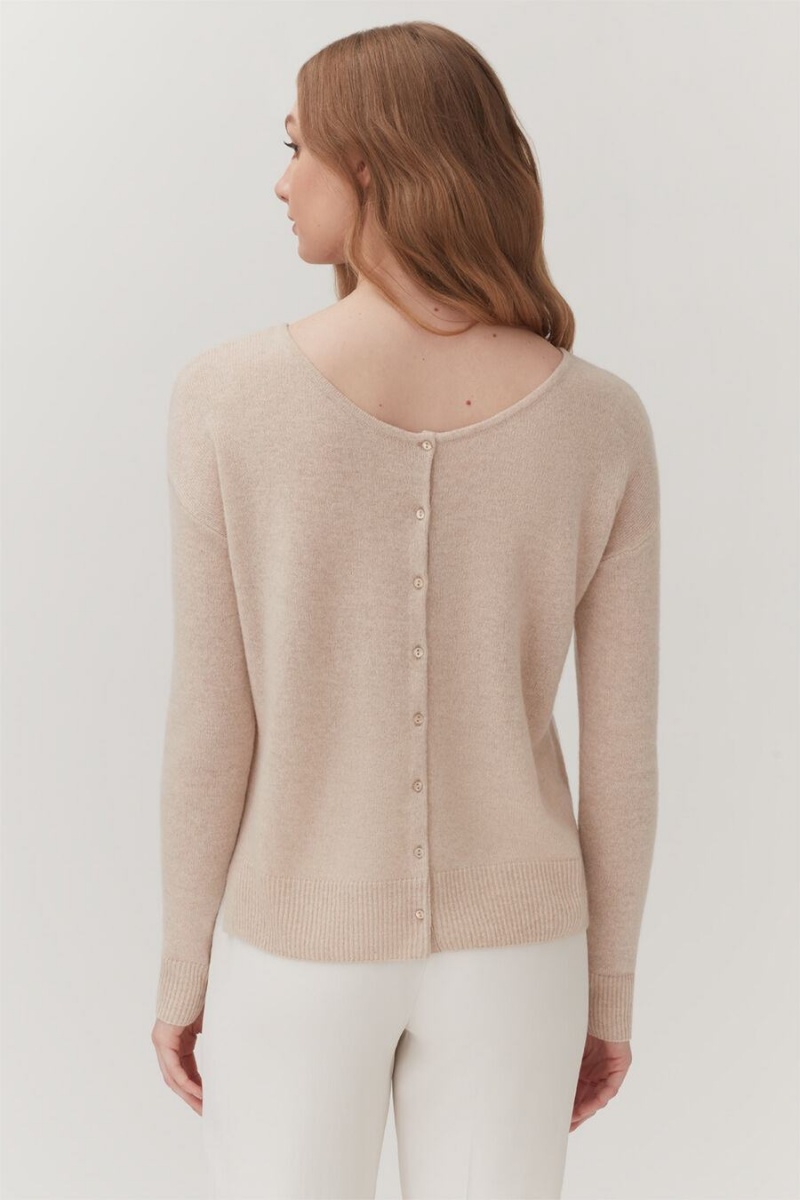 Cárdigan Cuyana Single-Origin Cashmere Mujer Beige | PPI7572SF