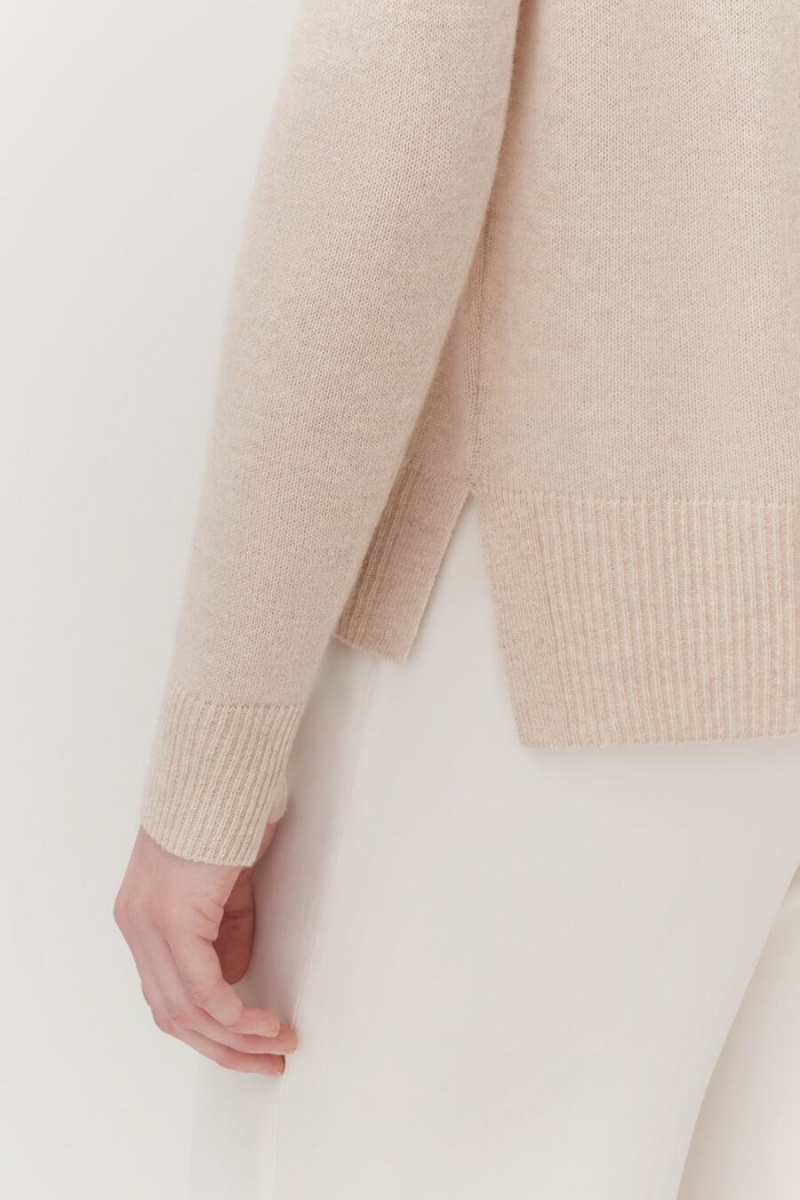 Cárdigan Cuyana Single-Origin Cashmere Mujer Beige | PPI7572SF