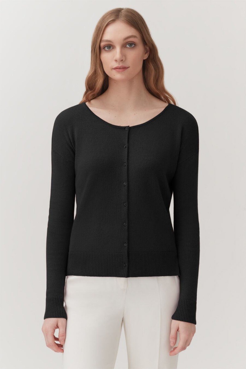 Cárdigan Cuyana Single-Origin Cashmere Mujer Negras | IBJ5285UO