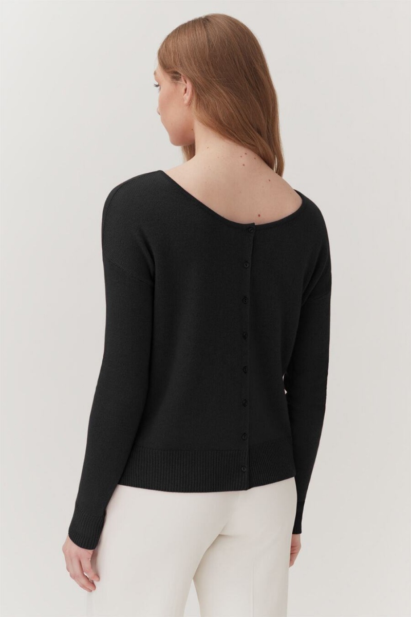 Cárdigan Cuyana Single-Origin Cashmere Mujer Negras | IBJ5285UO