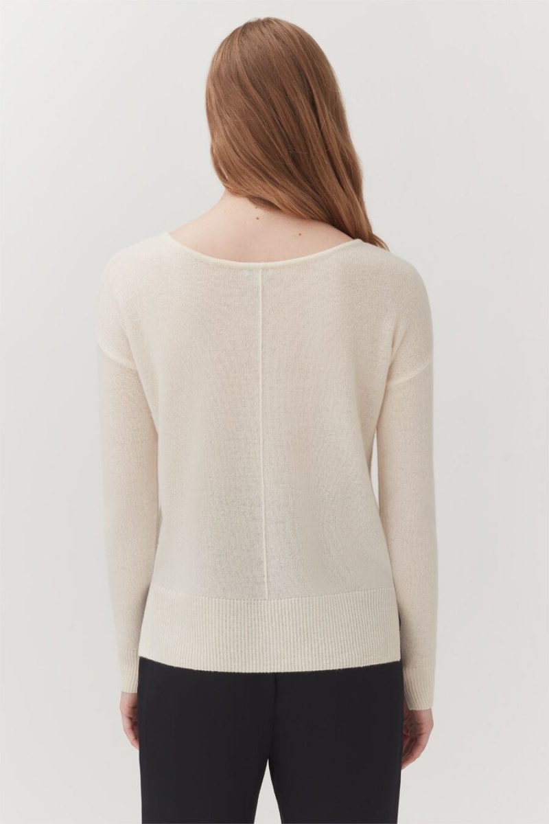 Cárdigan Cuyana Single-Origin Cashmere Mujer Blancas | YUM8824EY