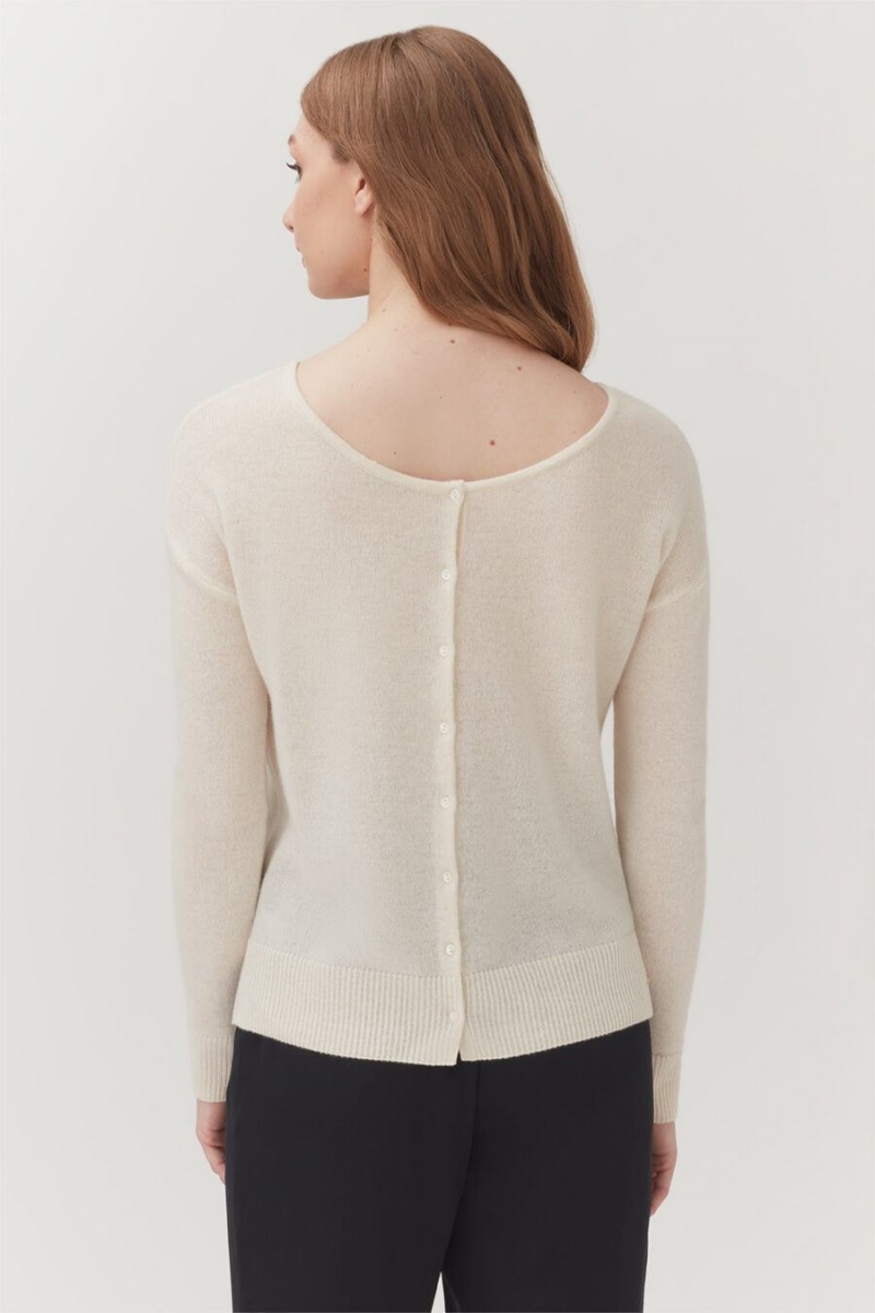 Cárdigan Cuyana Single-Origin Cashmere Mujer Blancas | YUM8824EY