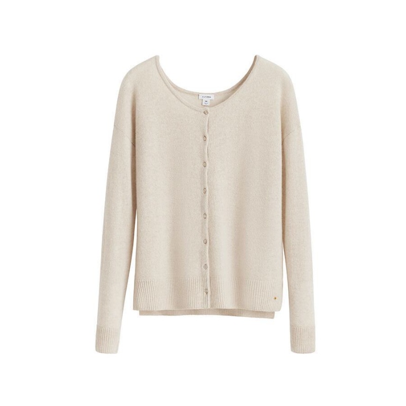 Cárdigan Cuyana Single-Origin Cashmere Mujer Blancas | YUM8824EY