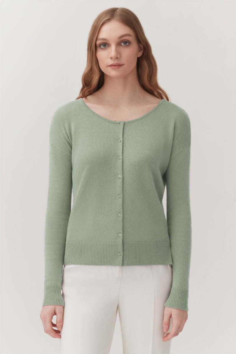 Cárdigan Cuyana Single-Origin Cashmere Mujer Verde | HDN716JI