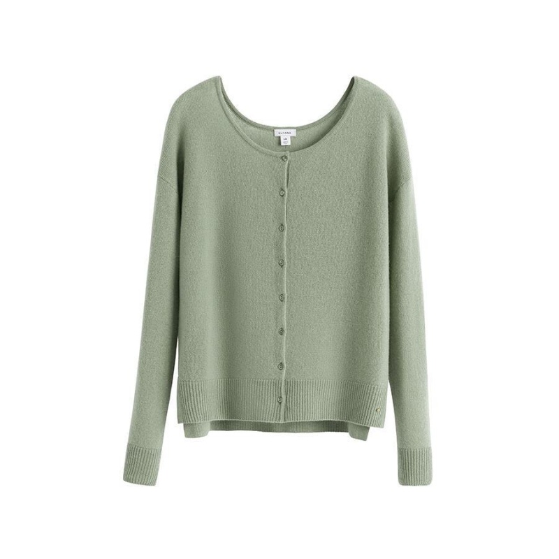 Cárdigan Cuyana Single-Origin Cashmere Mujer Verde | HDN716JI