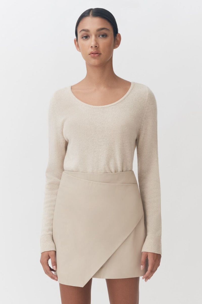 Falda Cuyana Cuero Paneled Mini Mujer Creme Blancas | SQY6094IK