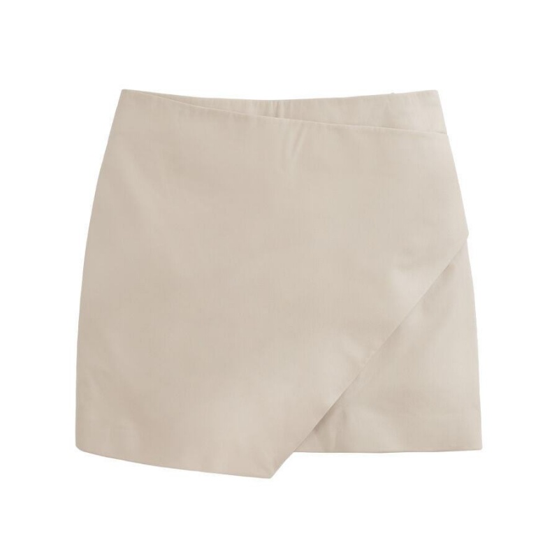 Falda Cuyana Cuero Paneled Mini Mujer Creme Blancas | SQY6094IK