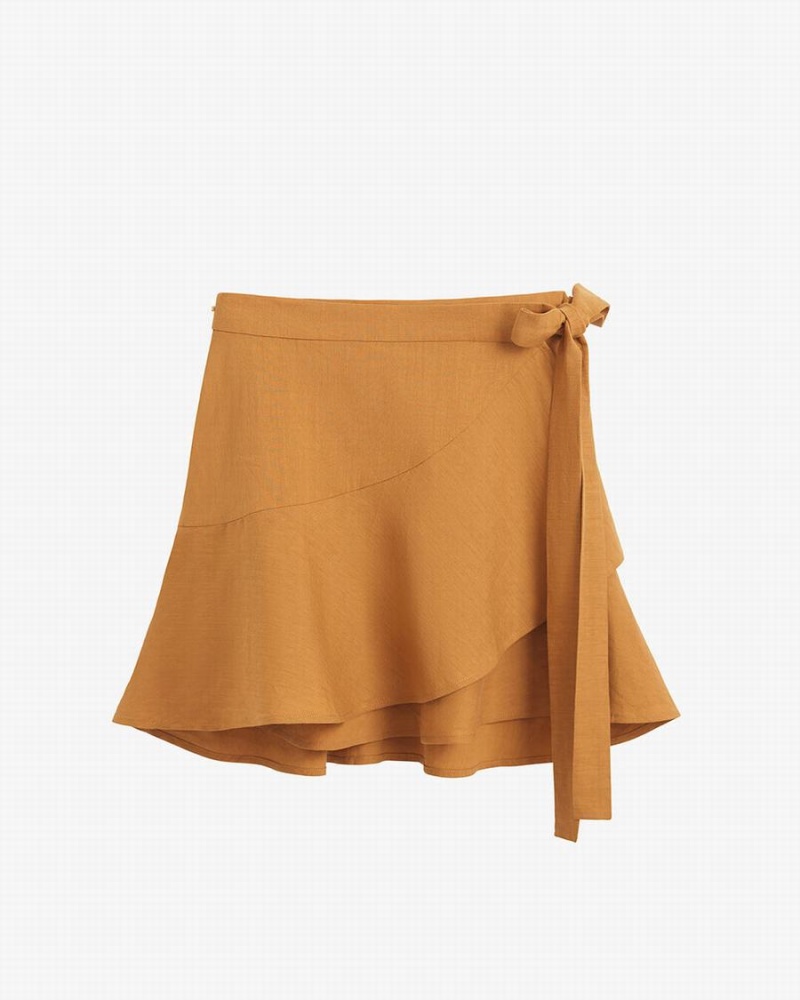 Falda Cuyana Linen Wrap Mini Mujer Naranjas | YNV4260CW