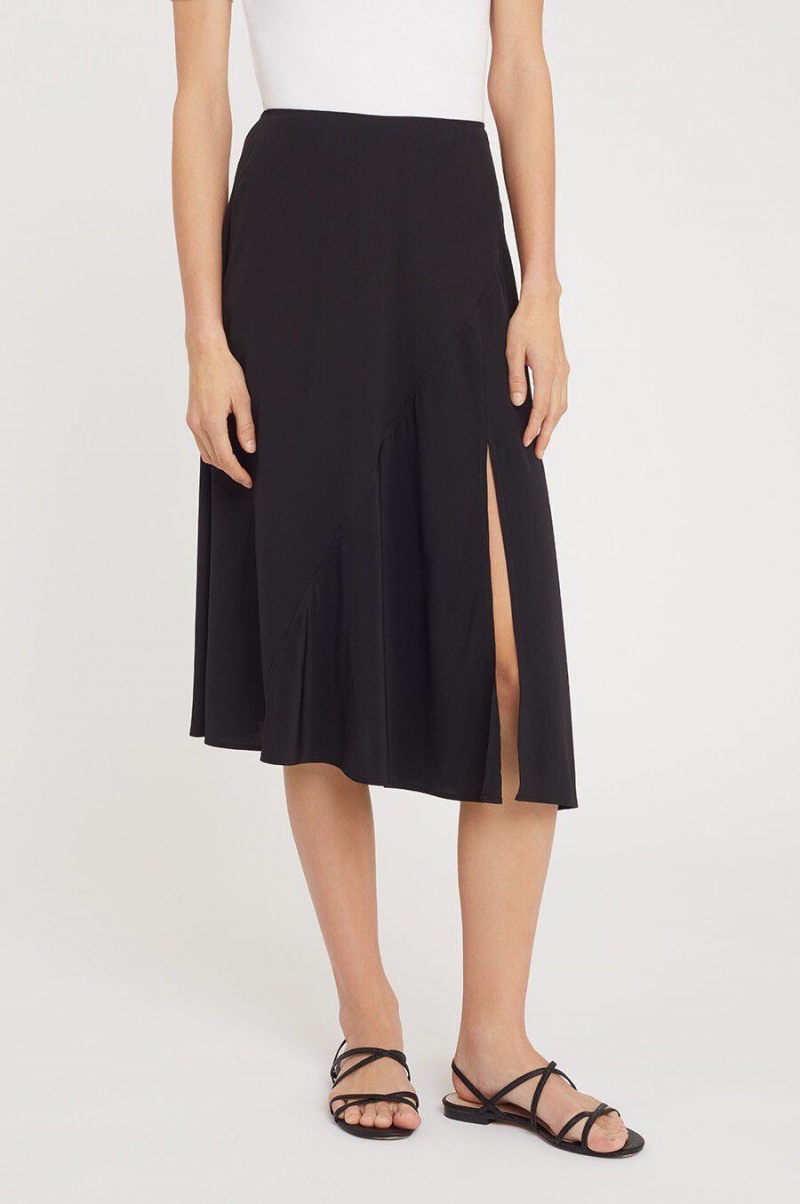 Falda Cuyana Silk Asymmetrical Mujer Negras | WFZ3831BS