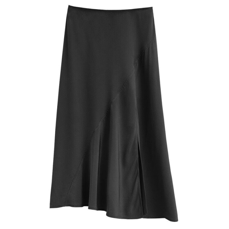 Falda Cuyana Silk Asymmetrical Mujer Negras | WFZ3831BS