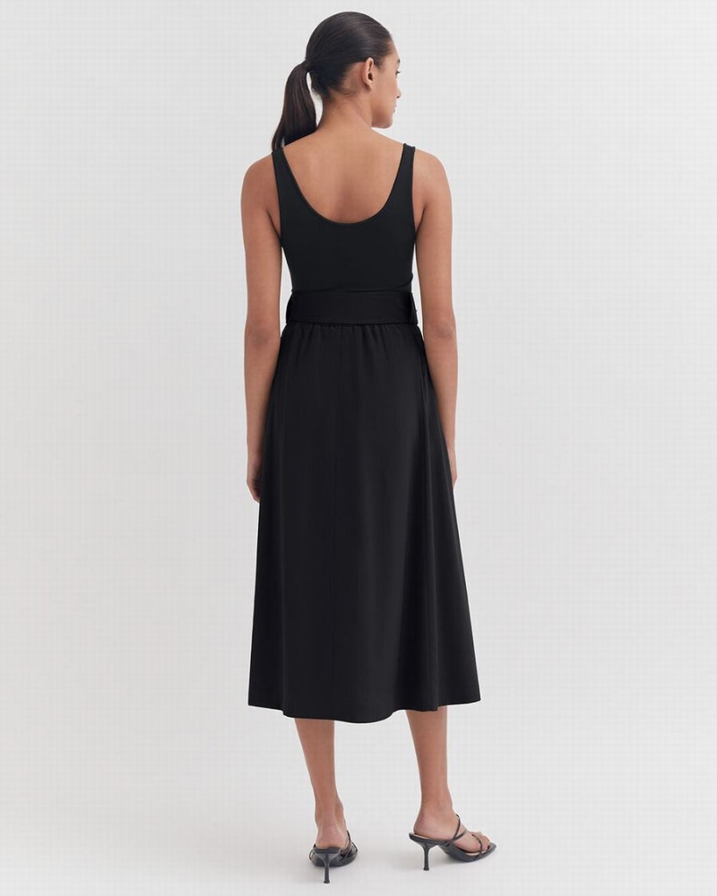 Falda Cuyana Silk Belted Midi Mujer Negras | GPM1575WU