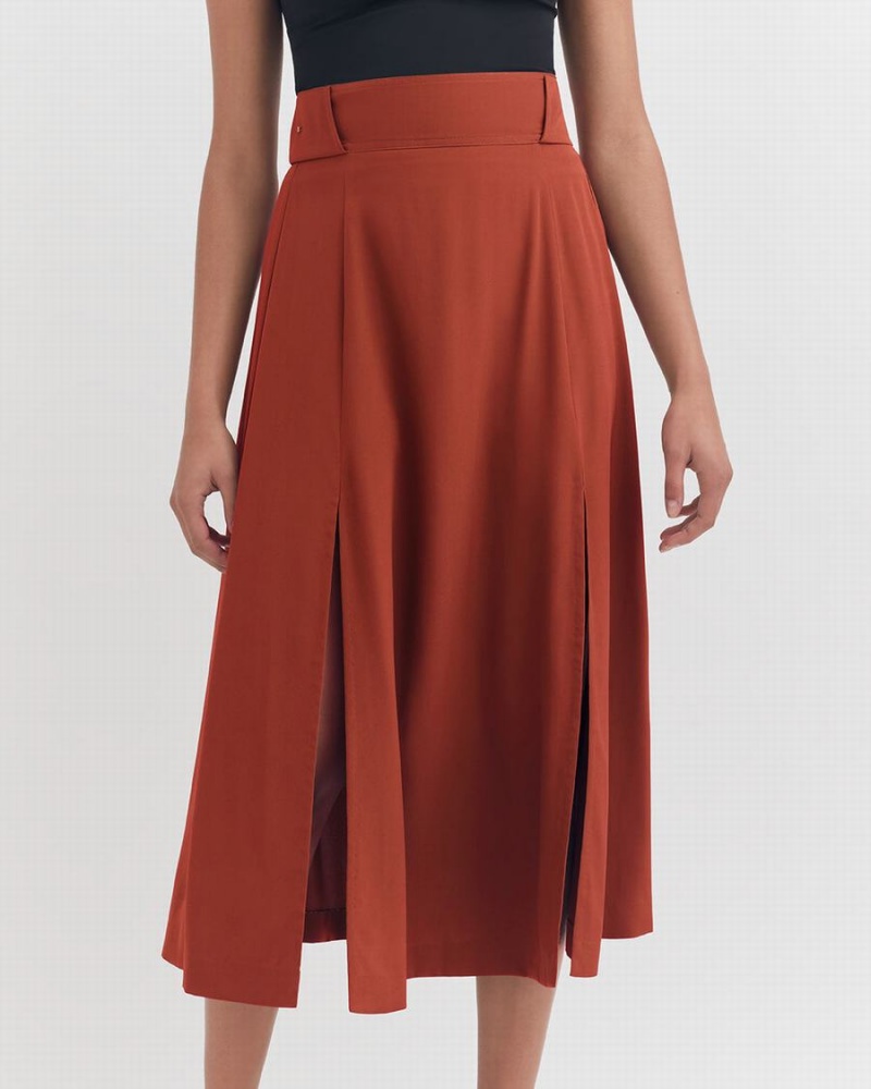 Falda Cuyana Silk Belted Midi Mujer Rojas | BID1587HX