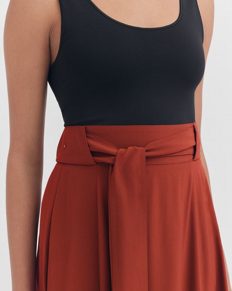 Falda Cuyana Silk Belted Midi Mujer Rojas | BID1587HX