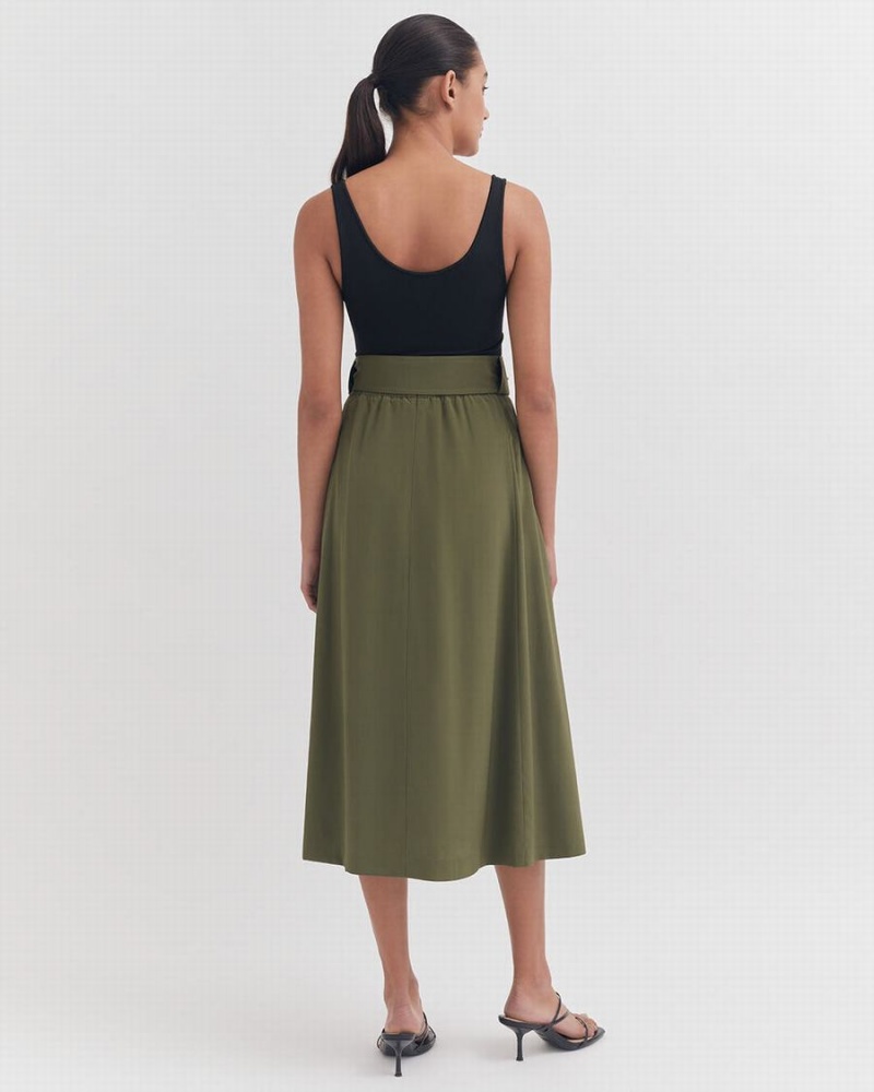 Falda Cuyana Silk Belted Midi Mujer Verde Oscuro | MBM1493XI