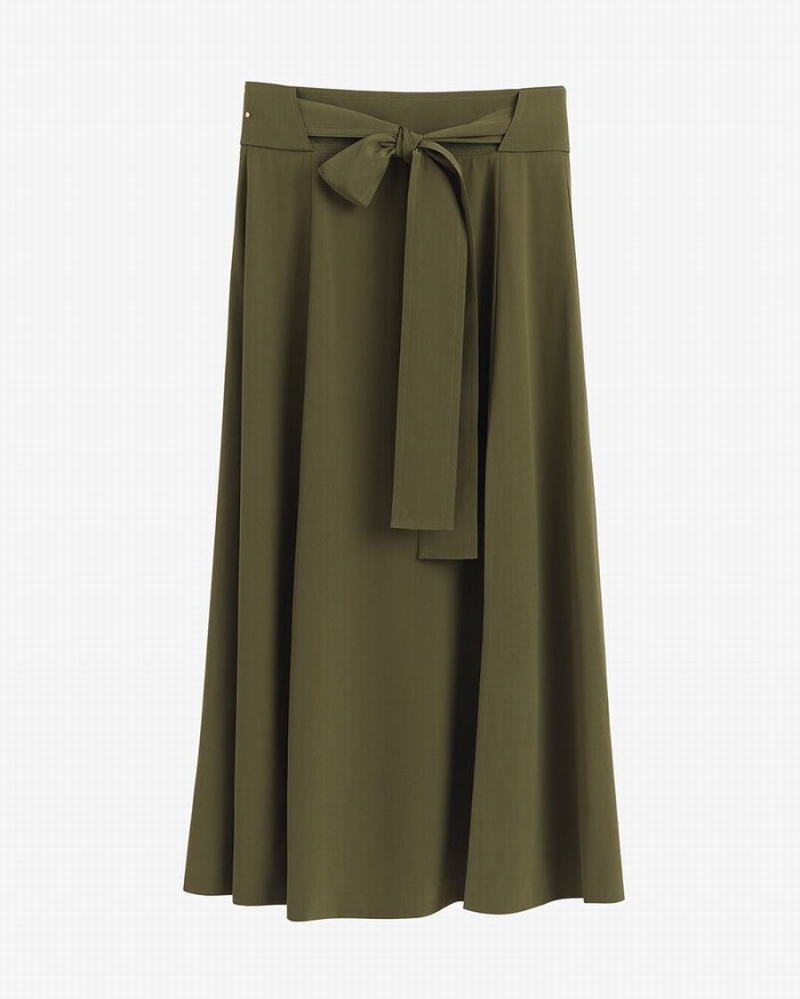 Falda Cuyana Silk Belted Midi Mujer Verde Oscuro | MBM1493XI