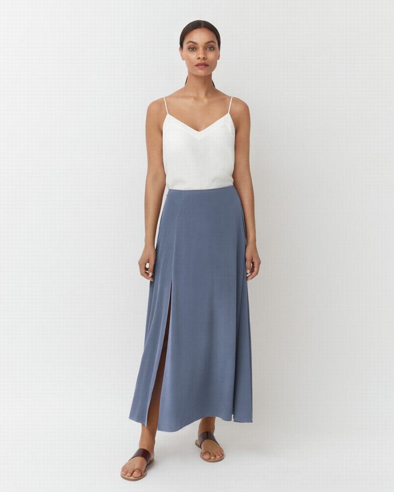 Falda Cuyana Washable Silk Maxi Mujer Azules | FIP3312UU