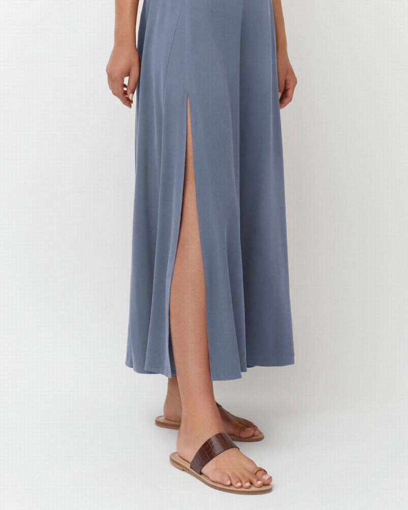 Falda Cuyana Washable Silk Maxi Mujer Azules | FIP3312UU