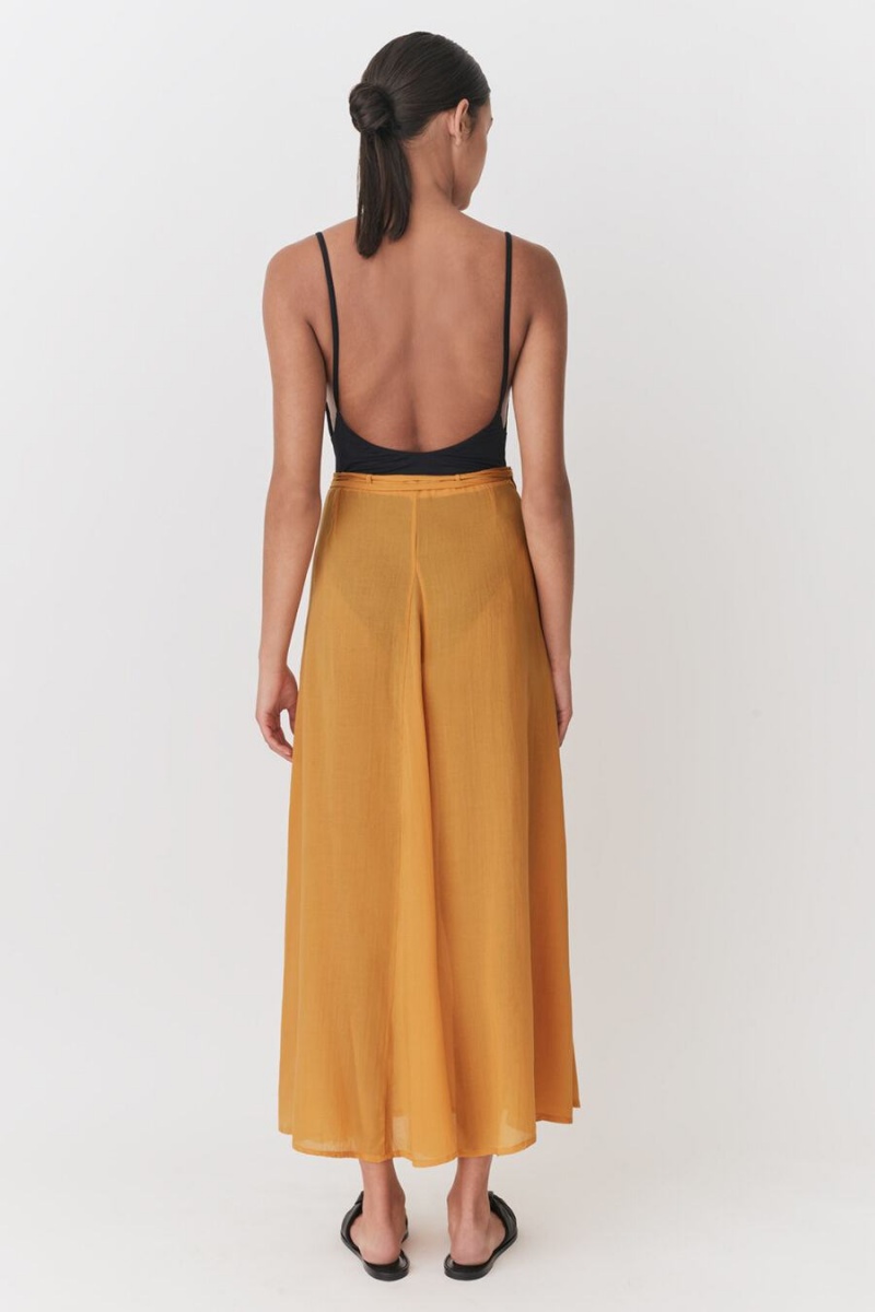 Falda Cuyana Wrap Maxi Cover Up Mujer Amarillo | QEA9649WK