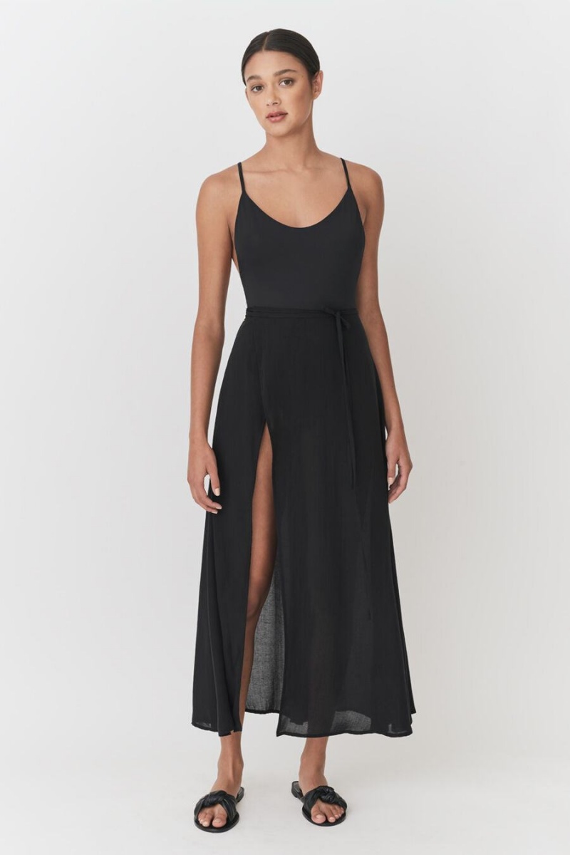 Falda Cuyana Wrap Maxi Cover Up Mujer Negras | CSJ6565KW