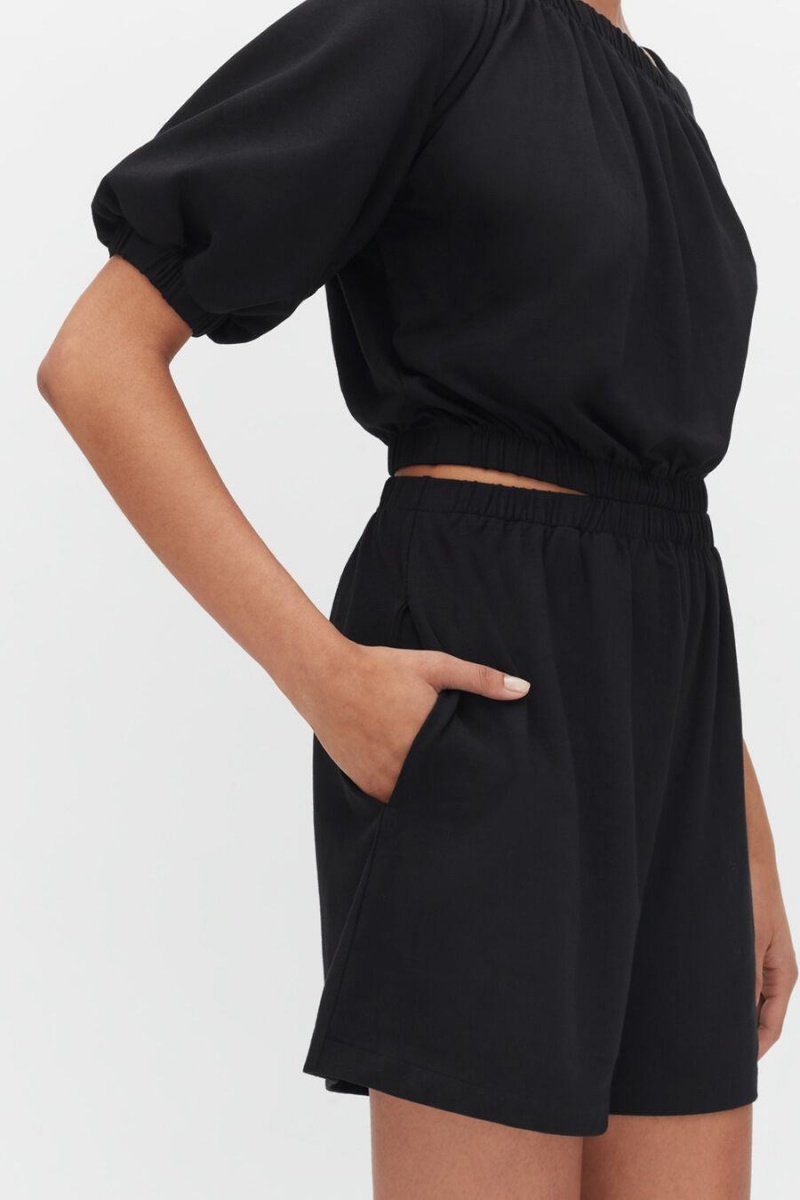 Mono Cuyana Gathered Front Mujer Negras | TZP434DR