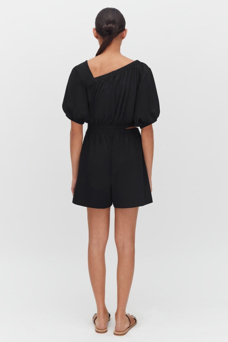 Mono Cuyana Gathered Front Mujer Negras | TZP434DR