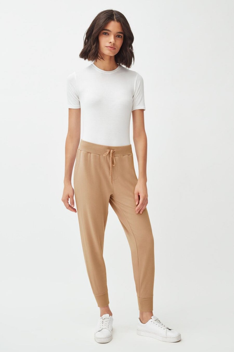 Pantalon Cuyana French Terry Tapered Lounge Mujer Marrones | NIW7436GT