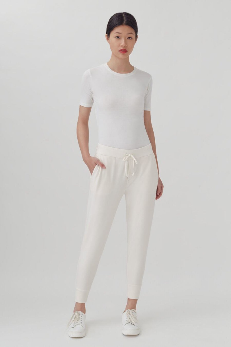 Pantalon Cuyana French Terry Tapered Lounge Mujer Blancas | AMA1147UO