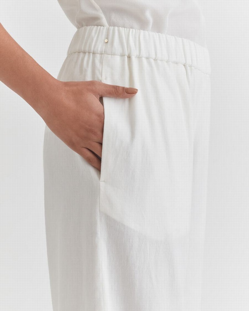 Pantalon Cuyana Linen Anchos Leg Mujer Blancas | KNV1186DF